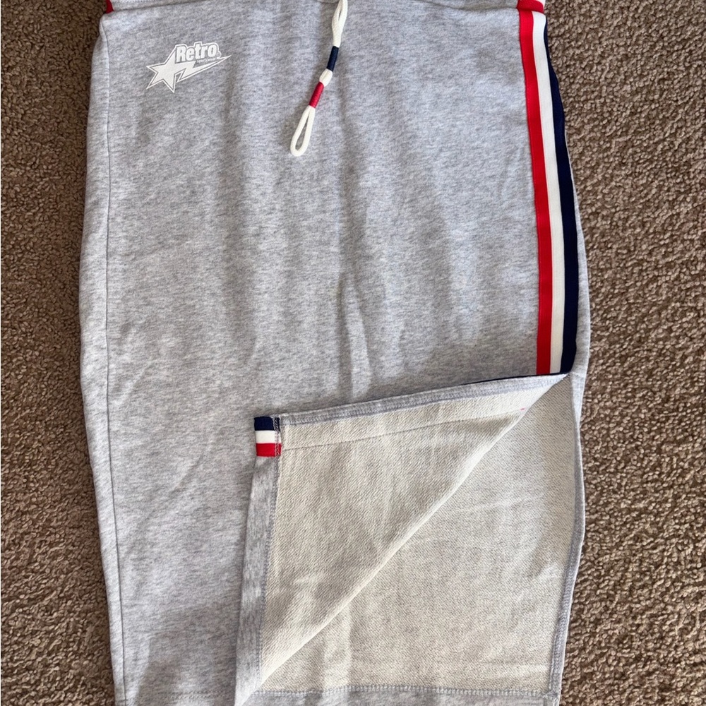Retro Athletic Gray skirt with Red and Blue Stripes